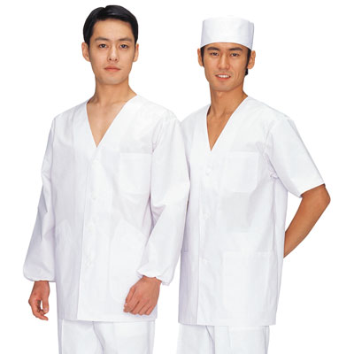 男子調理衣　半袖　白　１－６１２　Ｌ