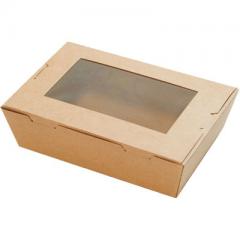 窓付きランチボックス　（Ｓ）クラフト▽ 1袋（50枚入）水野産業 テイクアウト容器(紙箱他)