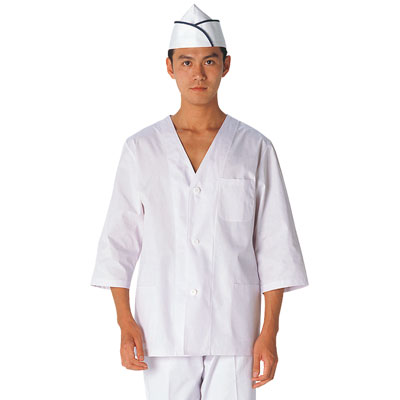 男子調理衣　七分袖　白　１－６１５　Ｍ